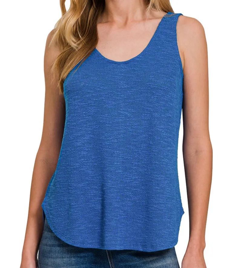 Double Scoop Neck Tank Top (Black)