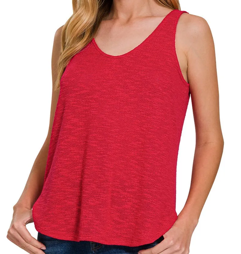 Double Scoop Neck Tank Top (Black)