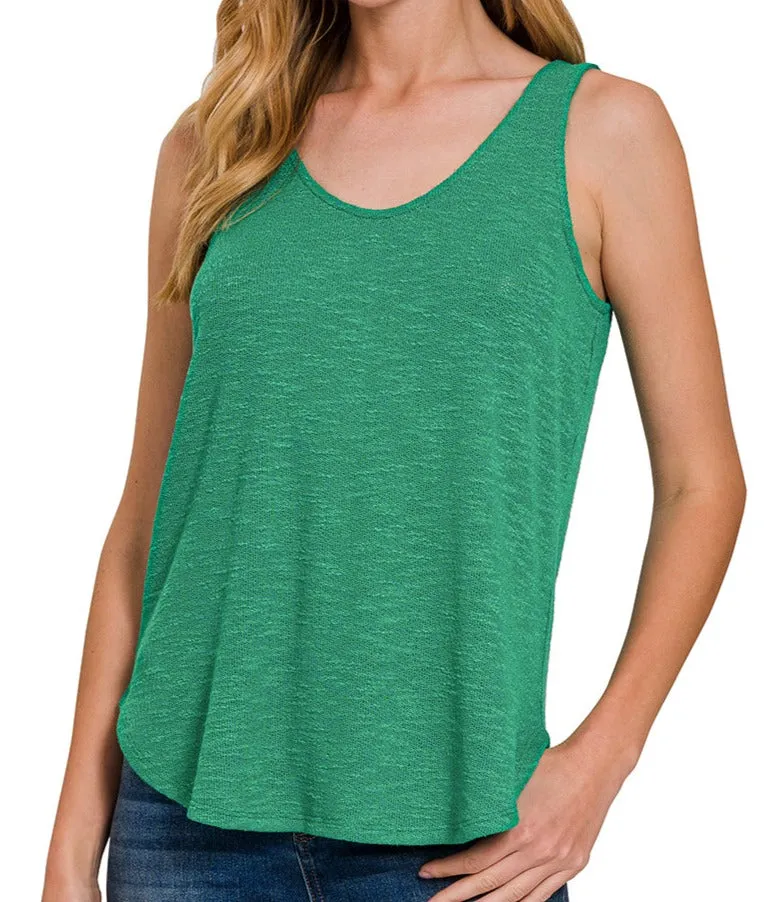 Double Scoop Neck Tank Top (Black)