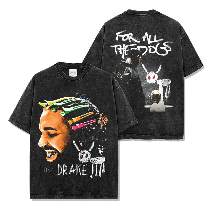 Drake Hoodie Double Sided Printed Short Sleeve
