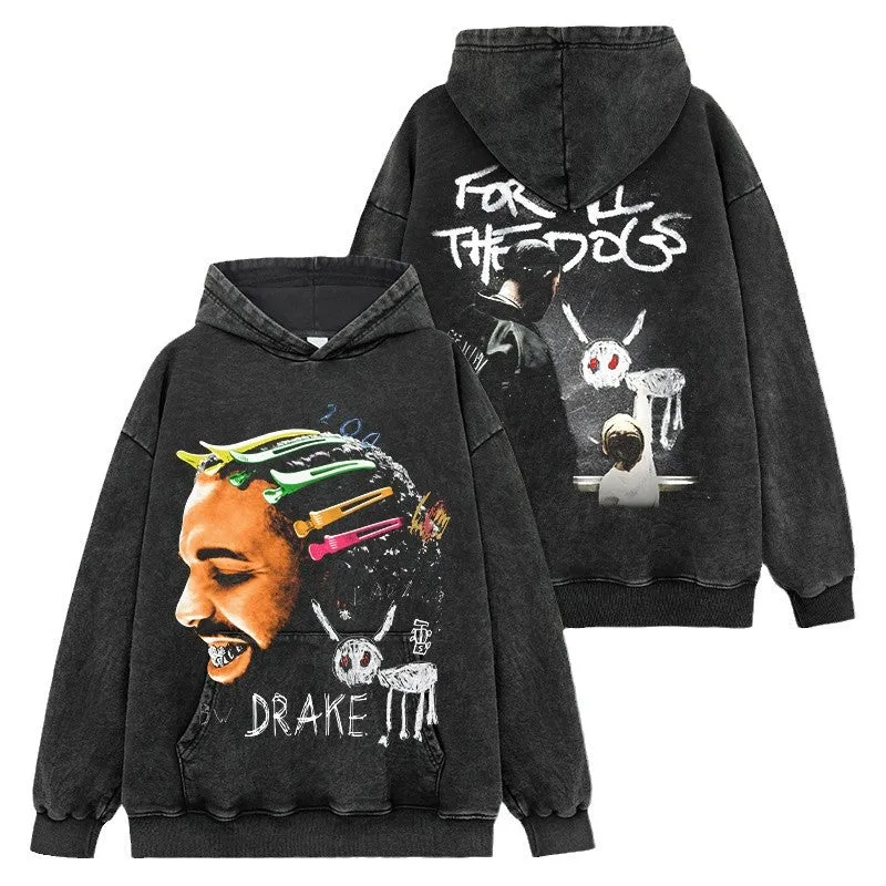 Drake Hoodie Double Sided Printed Short Sleeve