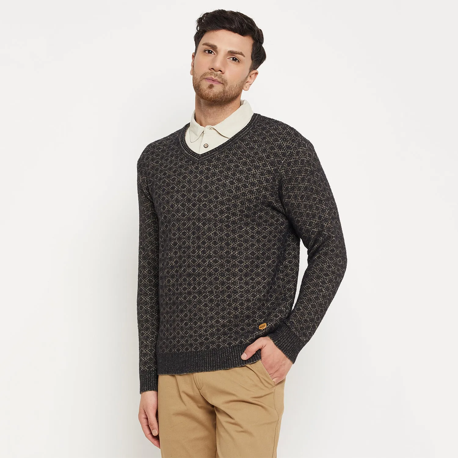 Duke Stardust Men Full Sleeve V Neck Sweater (SDS2130)