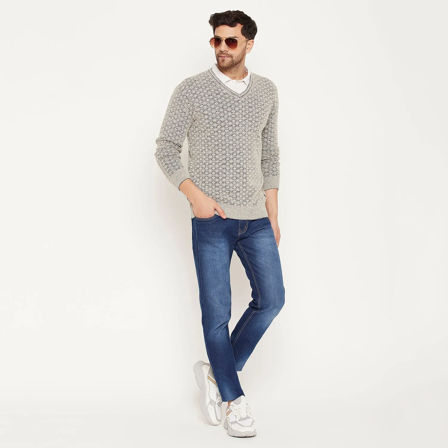 Duke Stardust Men Full Sleeve V Neck Sweater (SDS2130)