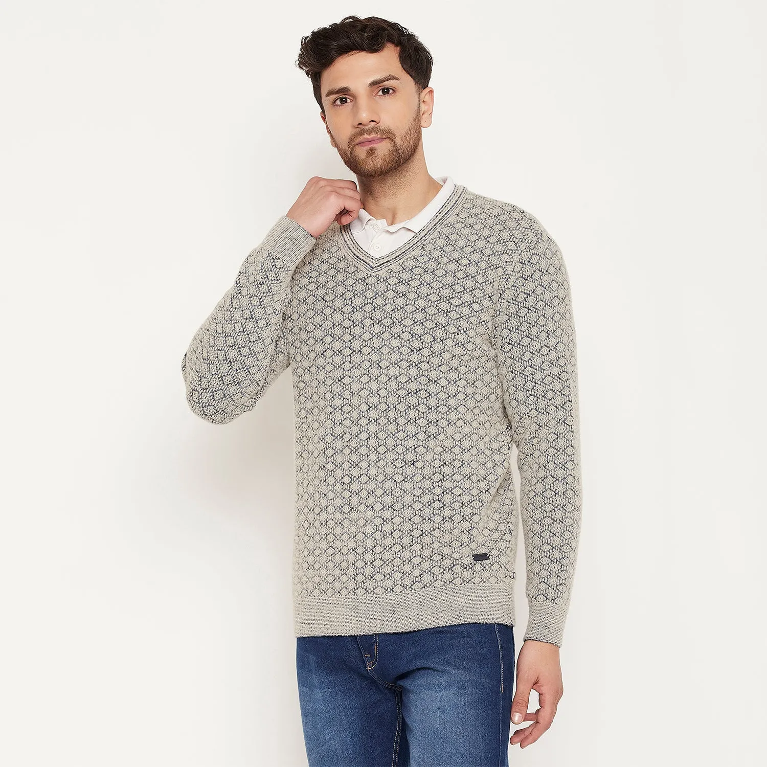 Duke Stardust Men Full Sleeve V Neck Sweater (SDS2130)