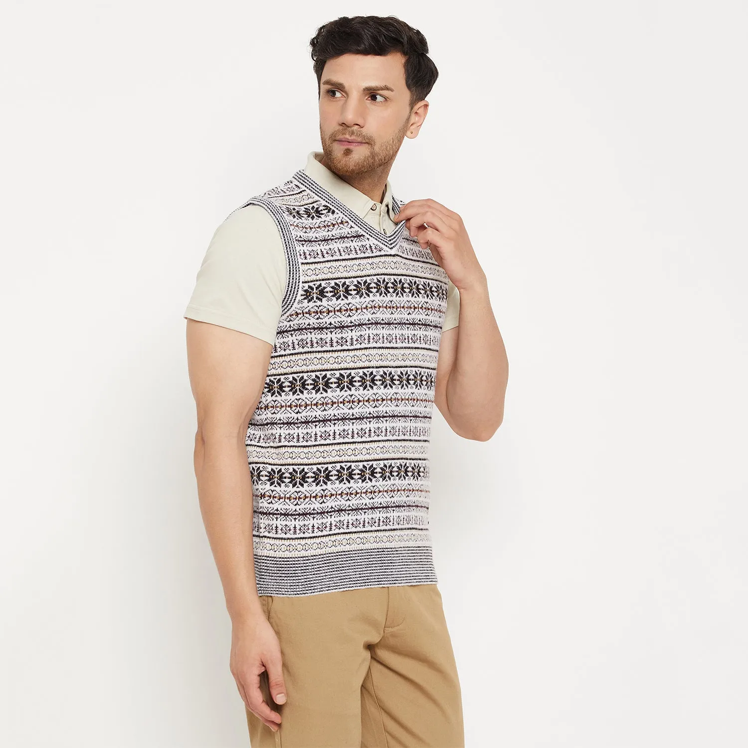 Duke Stardust Men Sleeveless V Neck Sweater (SDS2161)