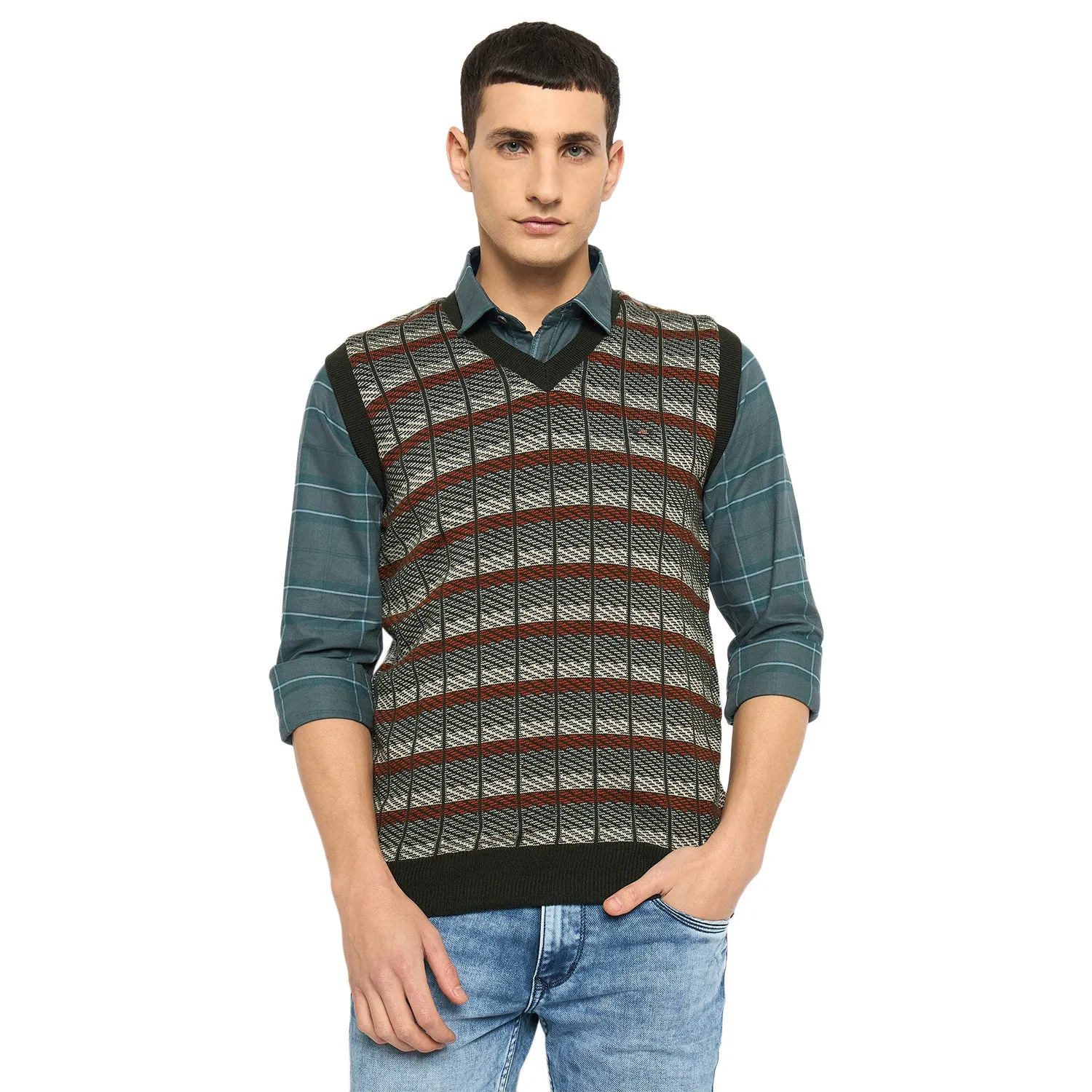 Duke Urban Men Sleeveless V Neck Reversible Sweater (SDS2168)