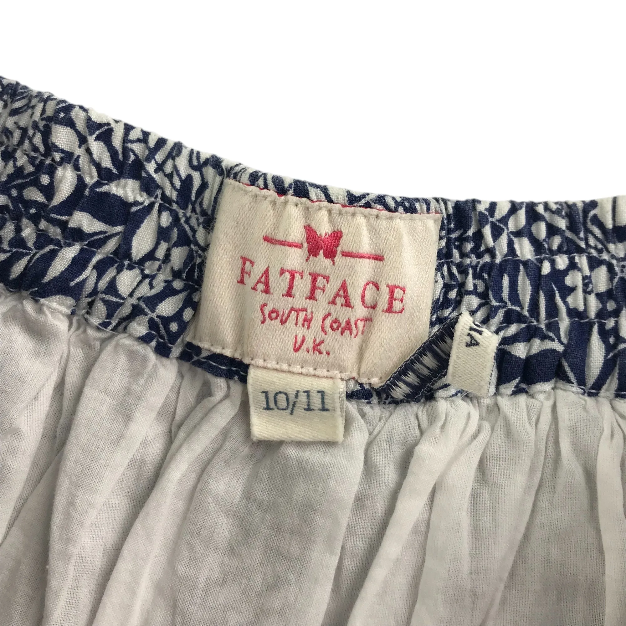 Fatface skirt 10-11 years navy and white floral layered cotton-viscose