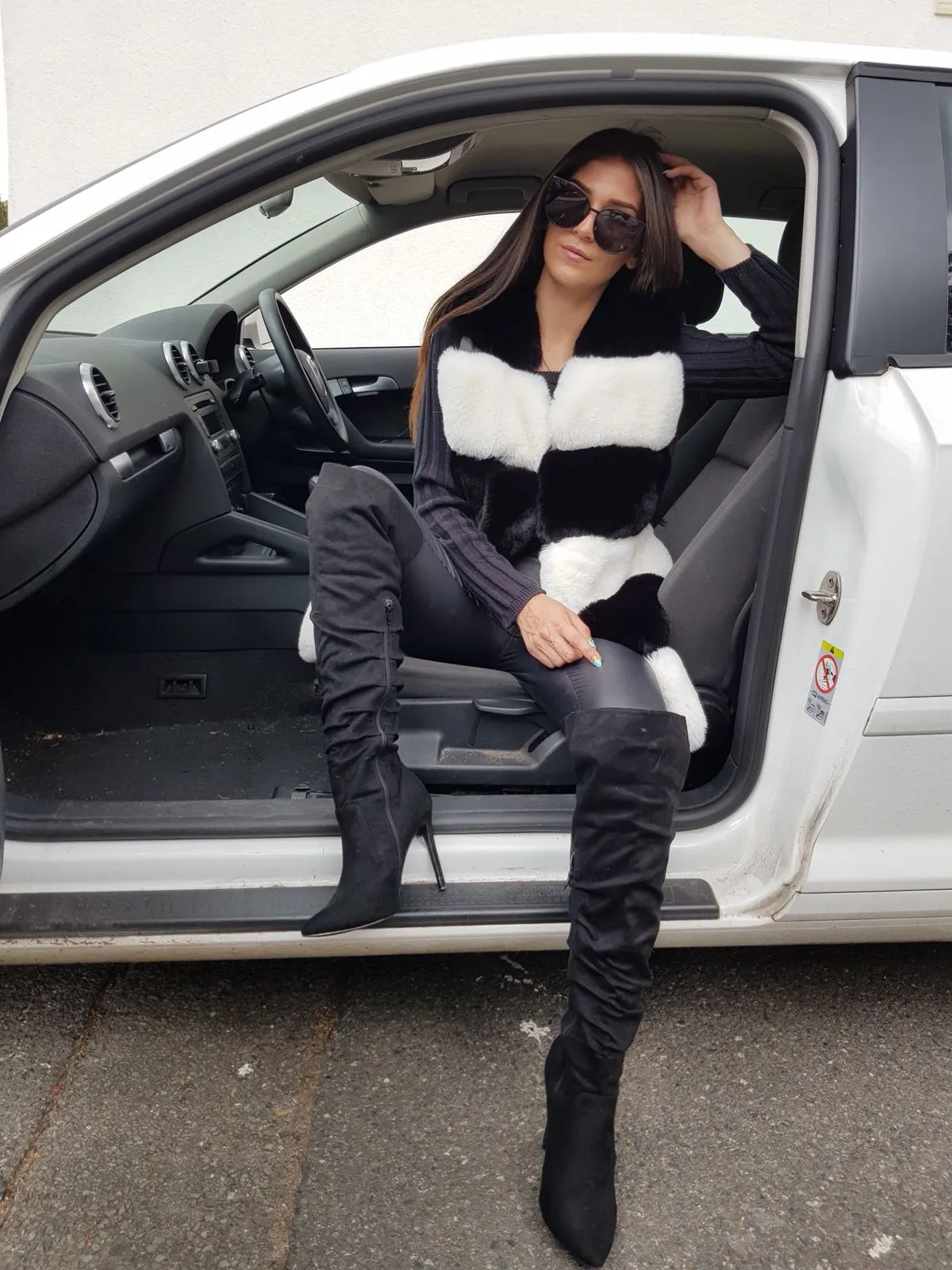 Faux Fur Luxury Gilet Black And White