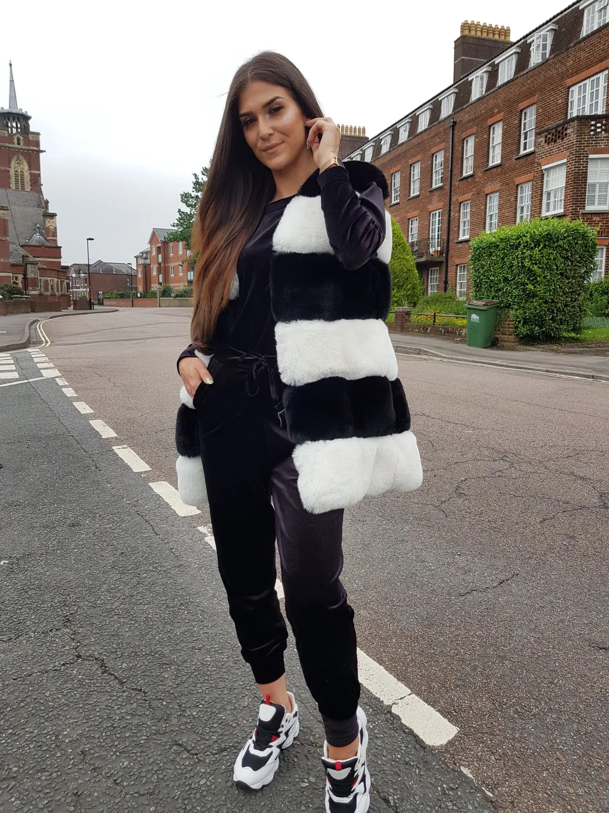 Faux Fur Luxury Gilet Black And White