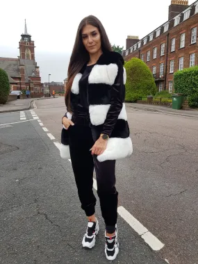 Faux Fur Luxury Gilet Black And White