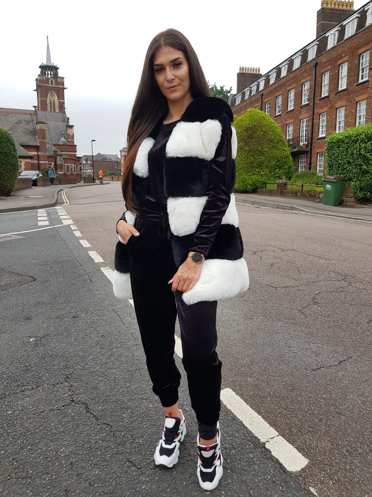 Faux Fur Luxury Gilet Black And White