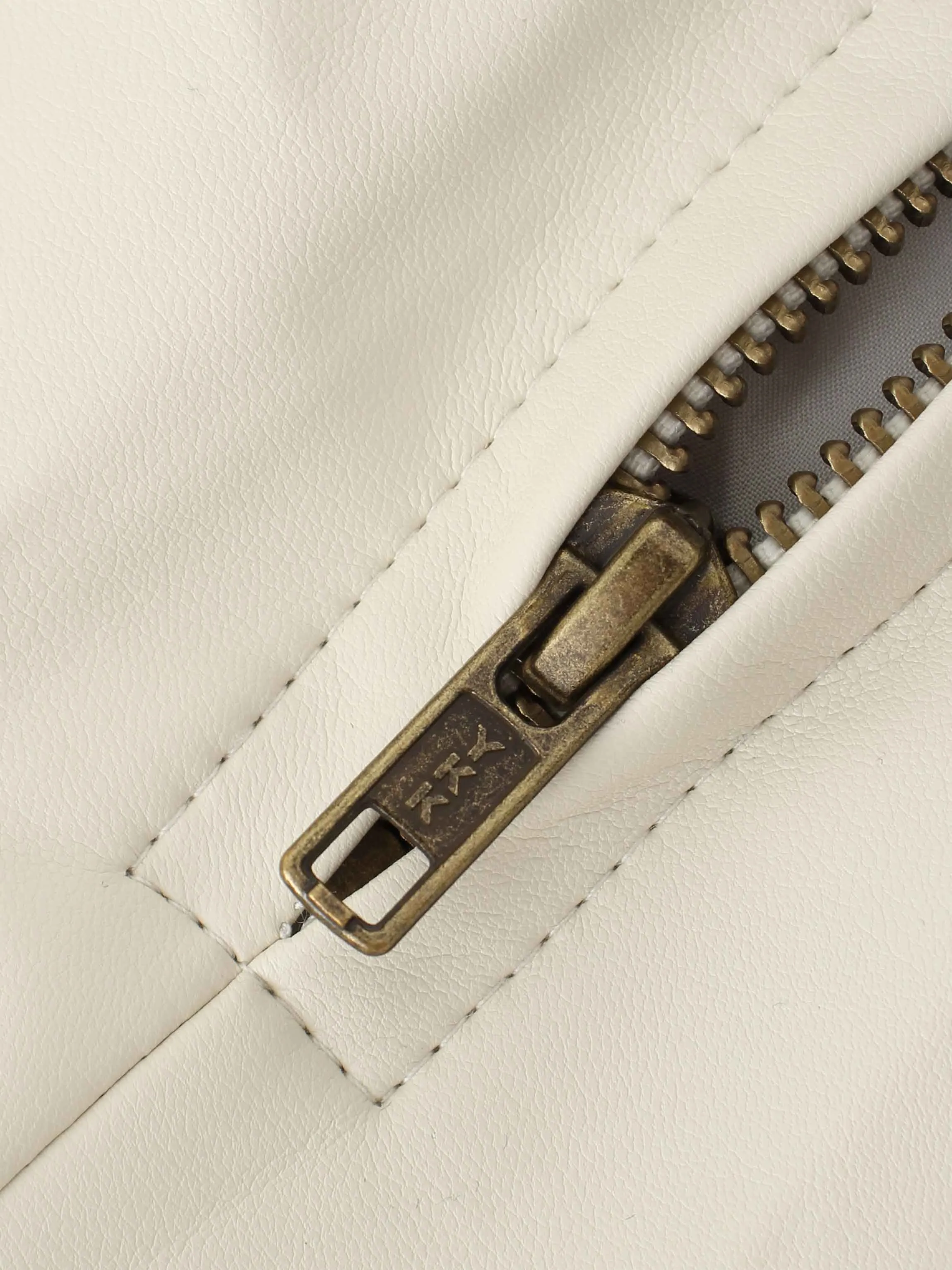 Flare Leather Skirt 27"-Ivory