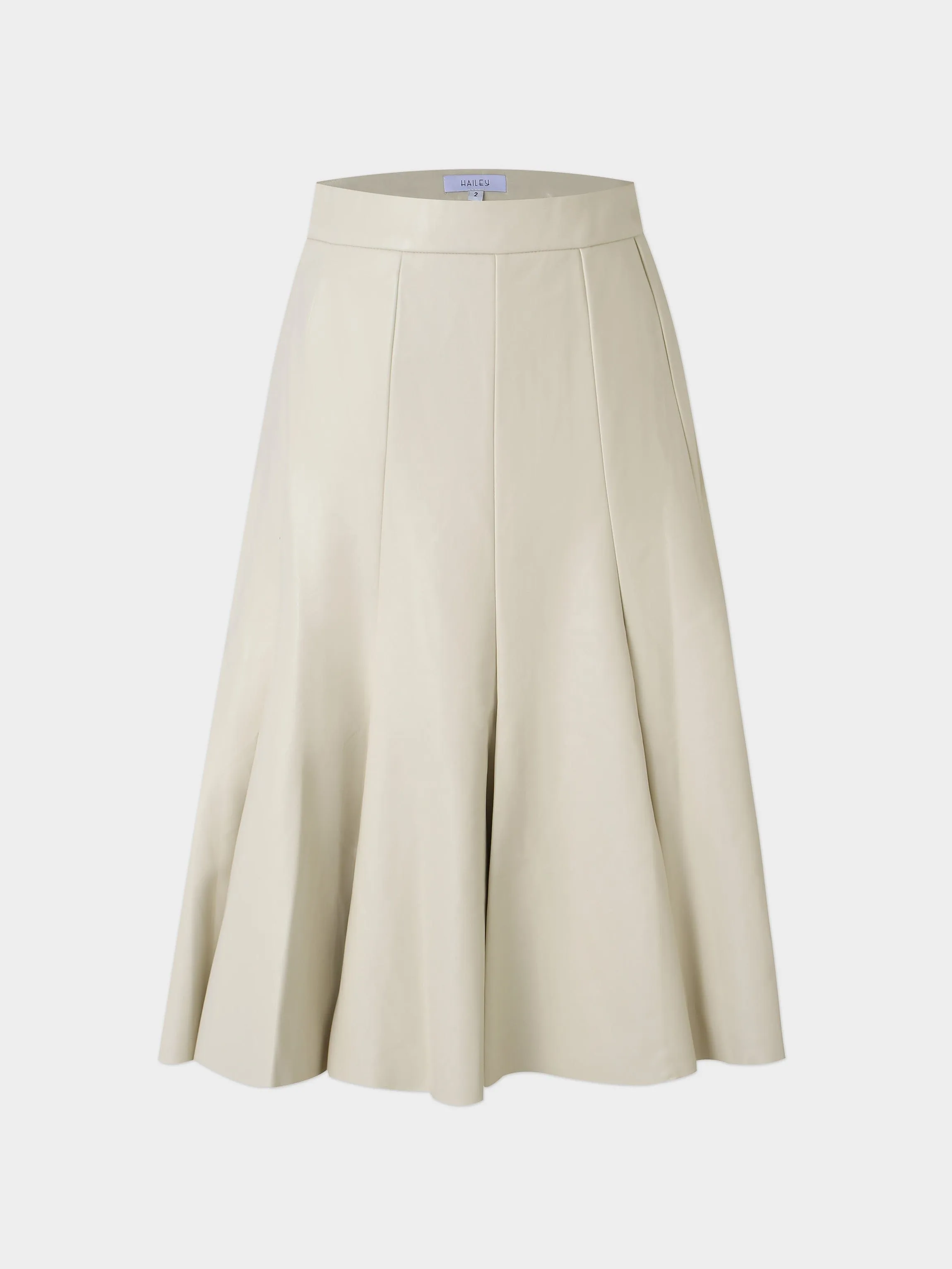 Flare Leather Skirt 27"-Ivory