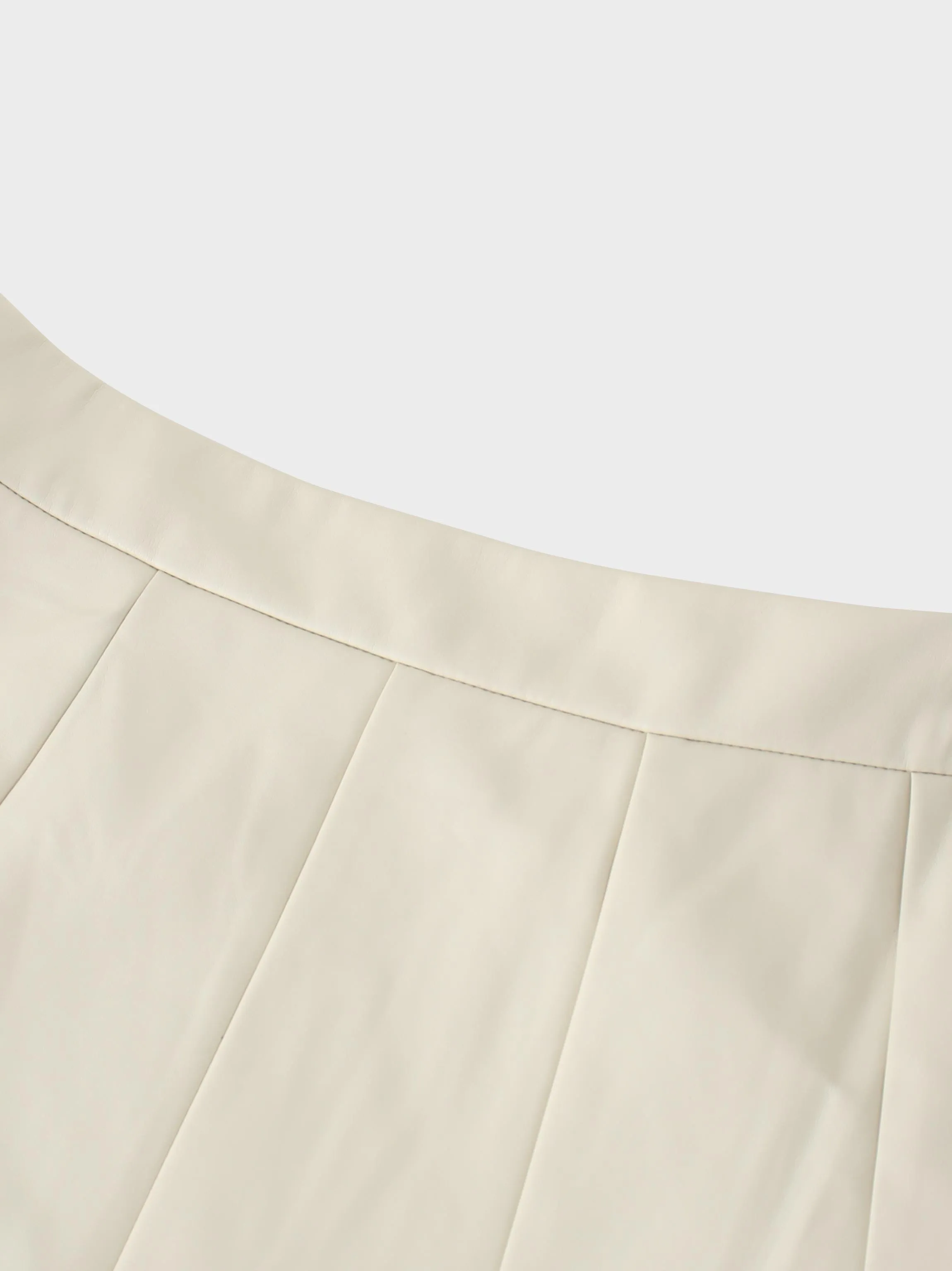 Flare Leather Skirt 27"-Ivory