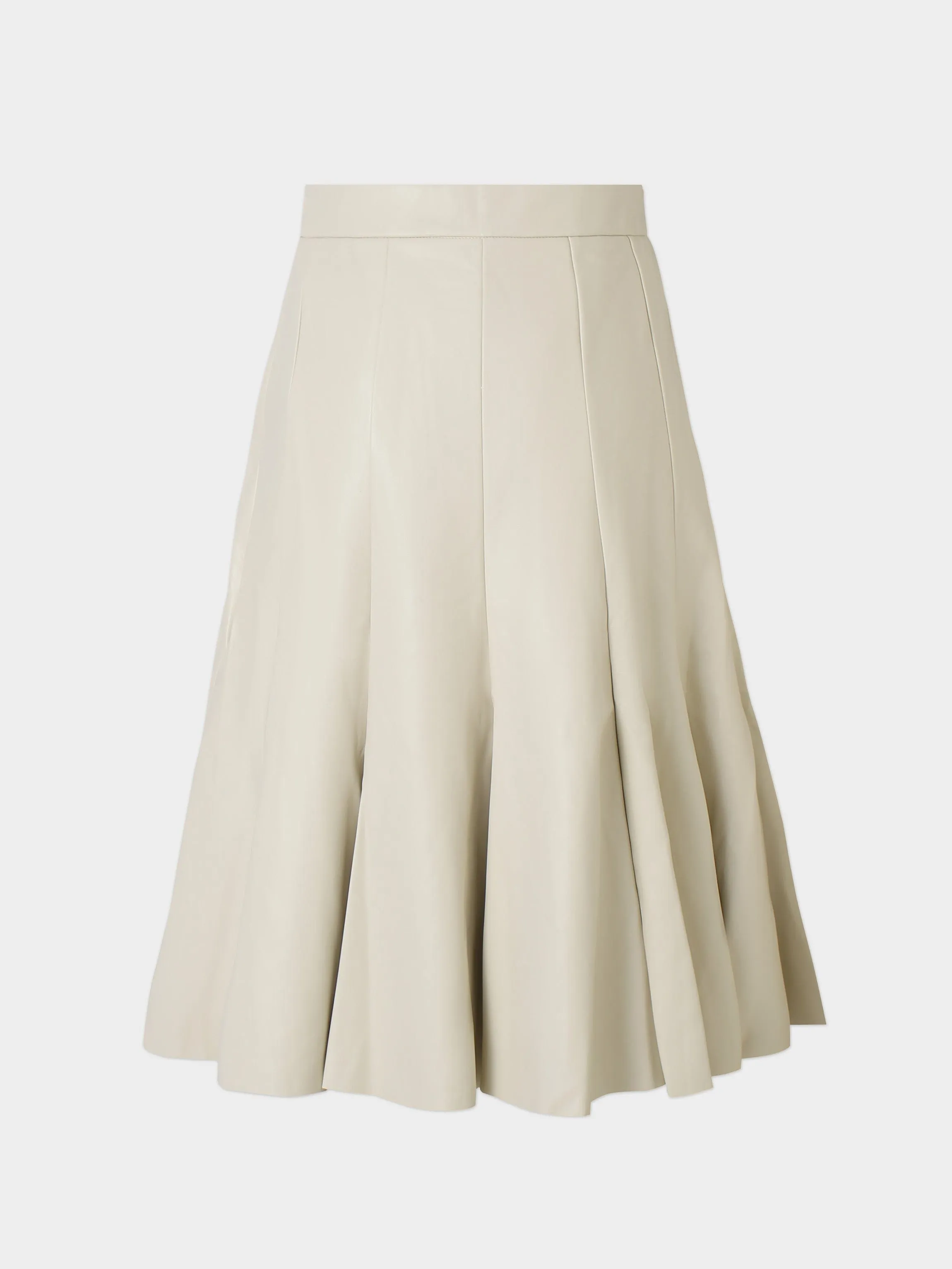 Flare Leather Skirt 27"-Ivory