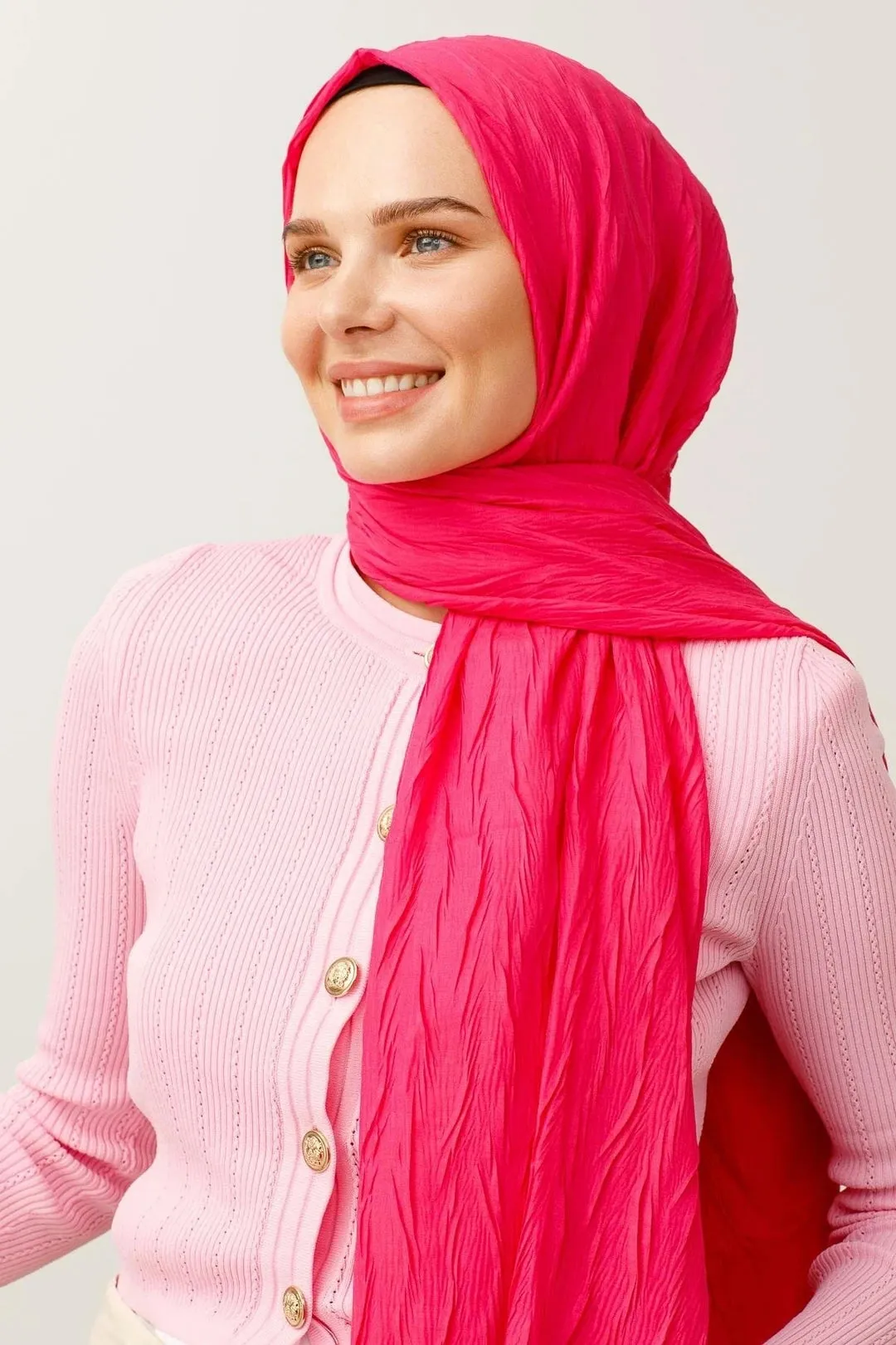Fuchsia Pleated Bamboo Hijab