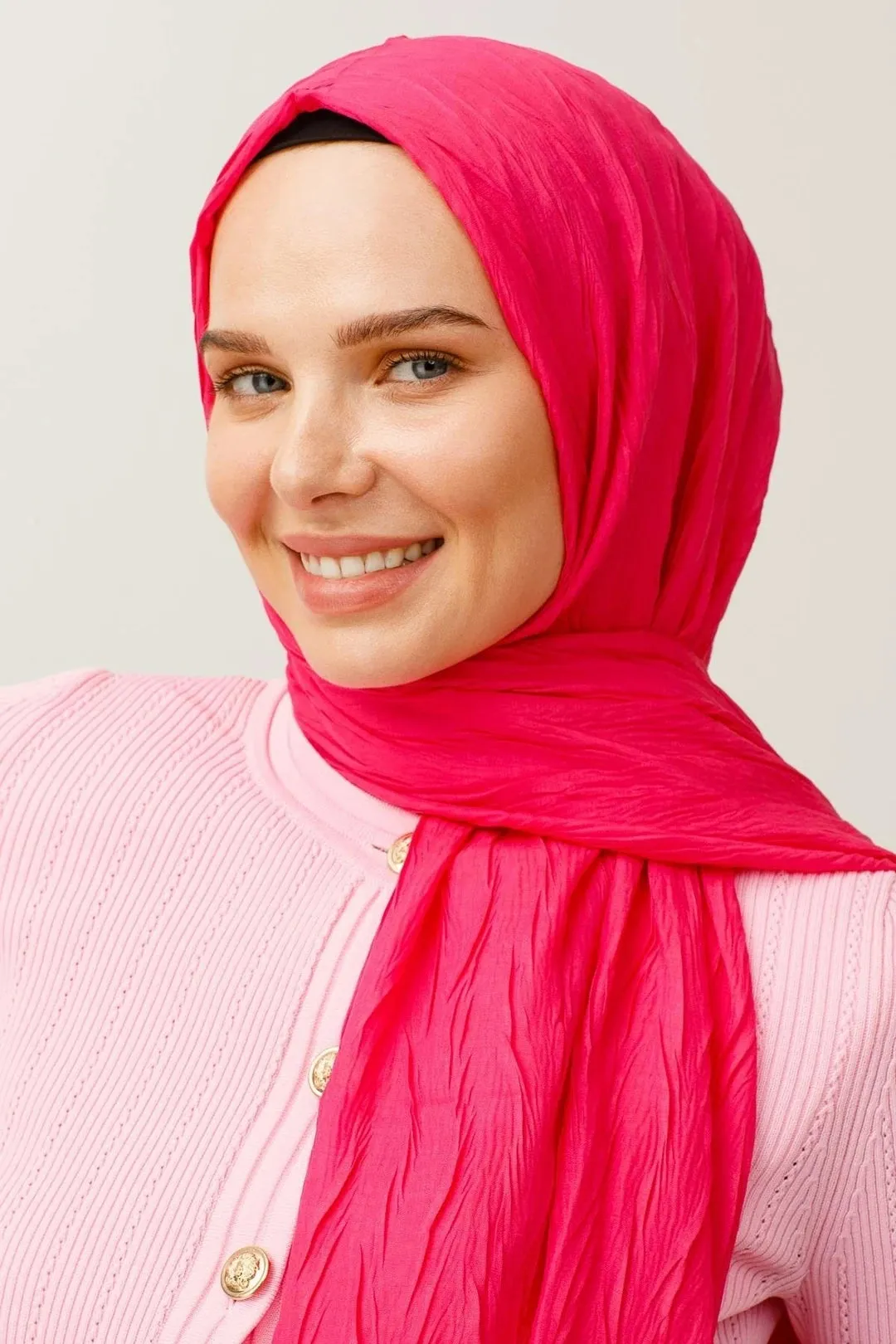 Fuchsia Pleated Bamboo Hijab