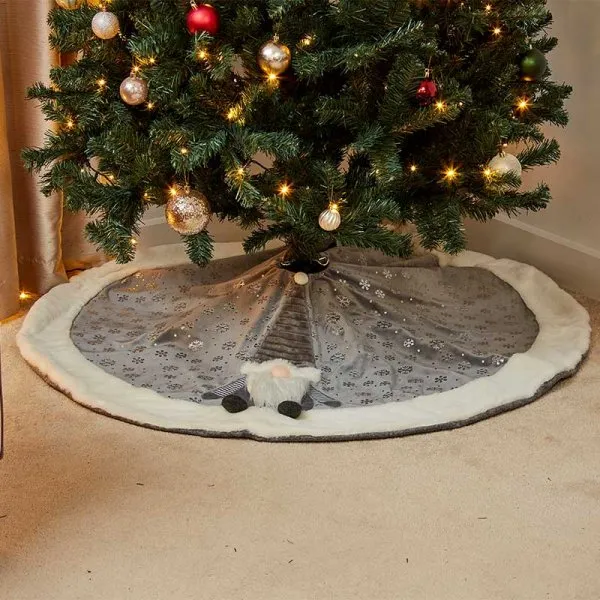 Grey Gonk Tree Skirt With Fur 116cm