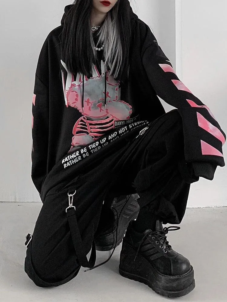 Grunge Oversized Hooded Sweatshirt