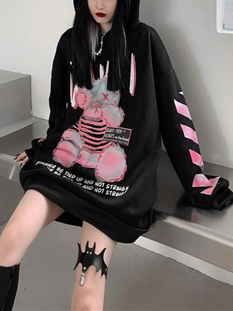 Grunge Oversized Hooded Sweatshirt