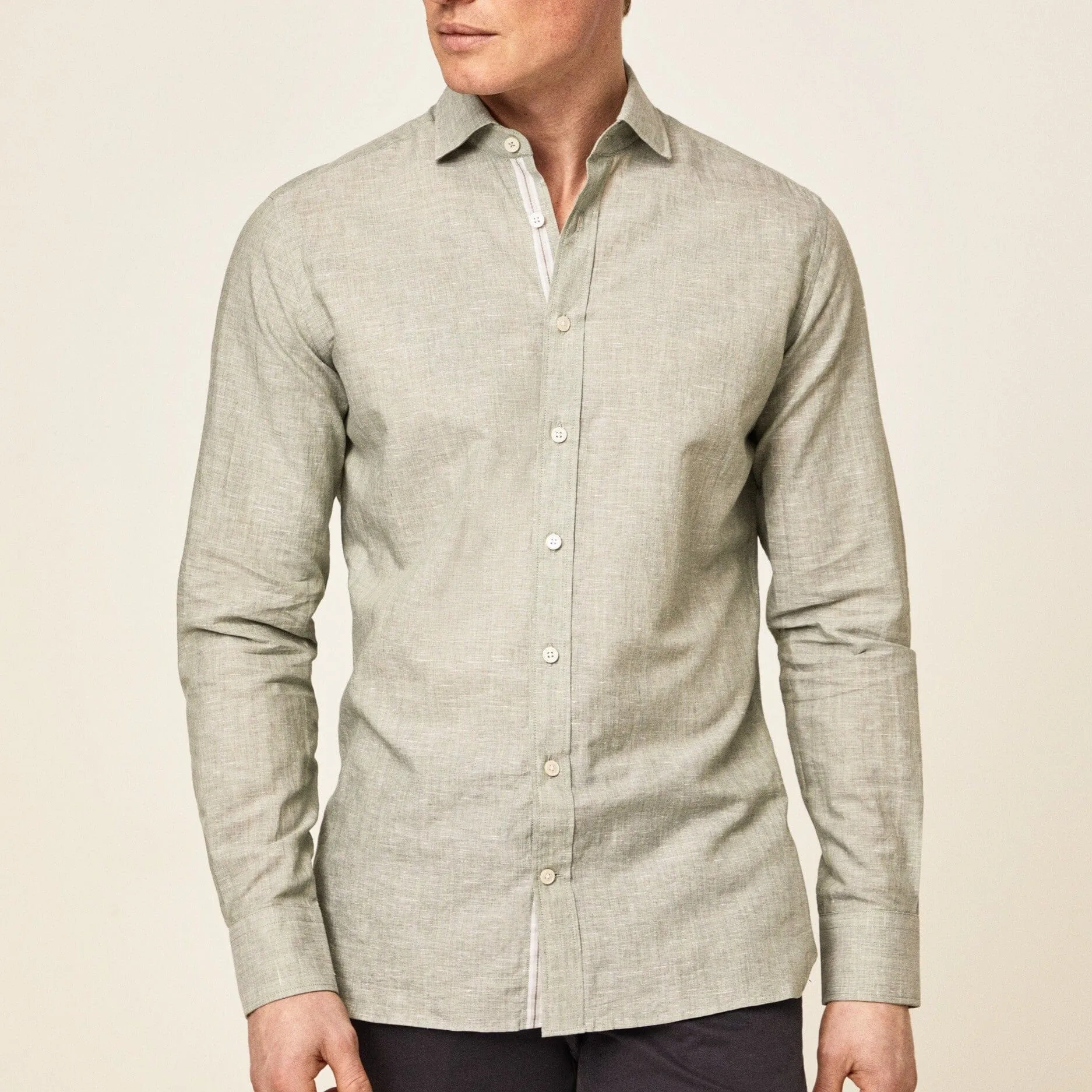 Hackett Cotton Linen Selvedge Shirt Green