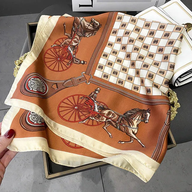 Horse Carriage Check Pattern Scarf