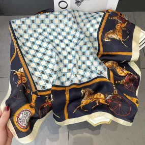 Horse Carriage Check Pattern Scarf
