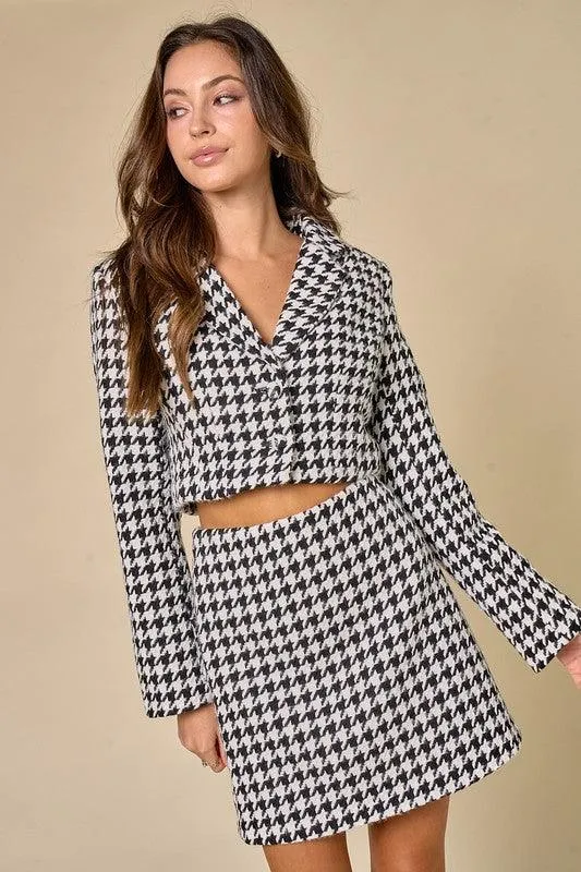 houndstooth mini skirt