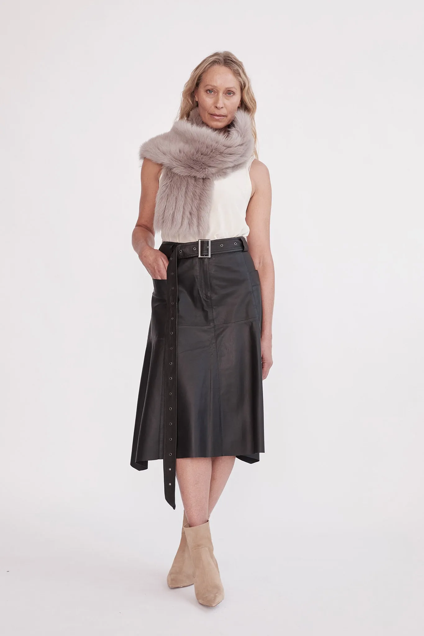 Hudson High-Rise Skirt Black Leather