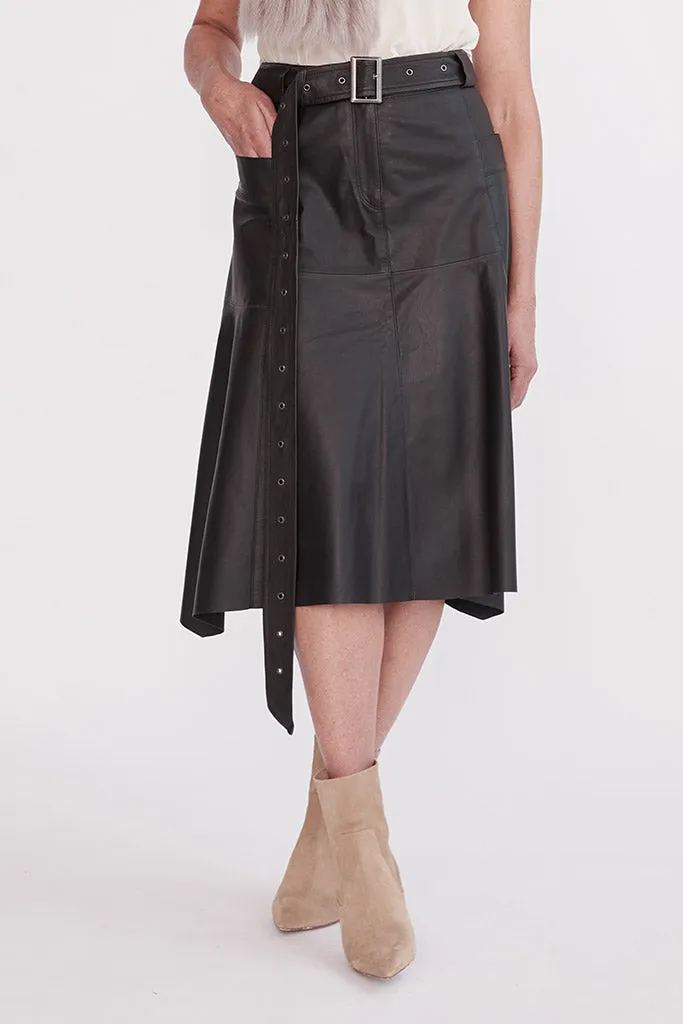 Hudson High-Rise Skirt Black Leather
