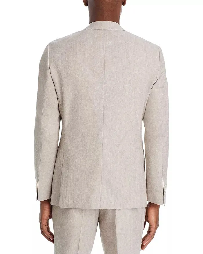Hugo Boss Men's Micro-Patterned Slim-Fit Blazer Sport Coat 44R Beige Tan