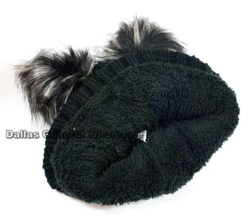 Ladies Fashion Beanie Hats w/ Fur Wholesale