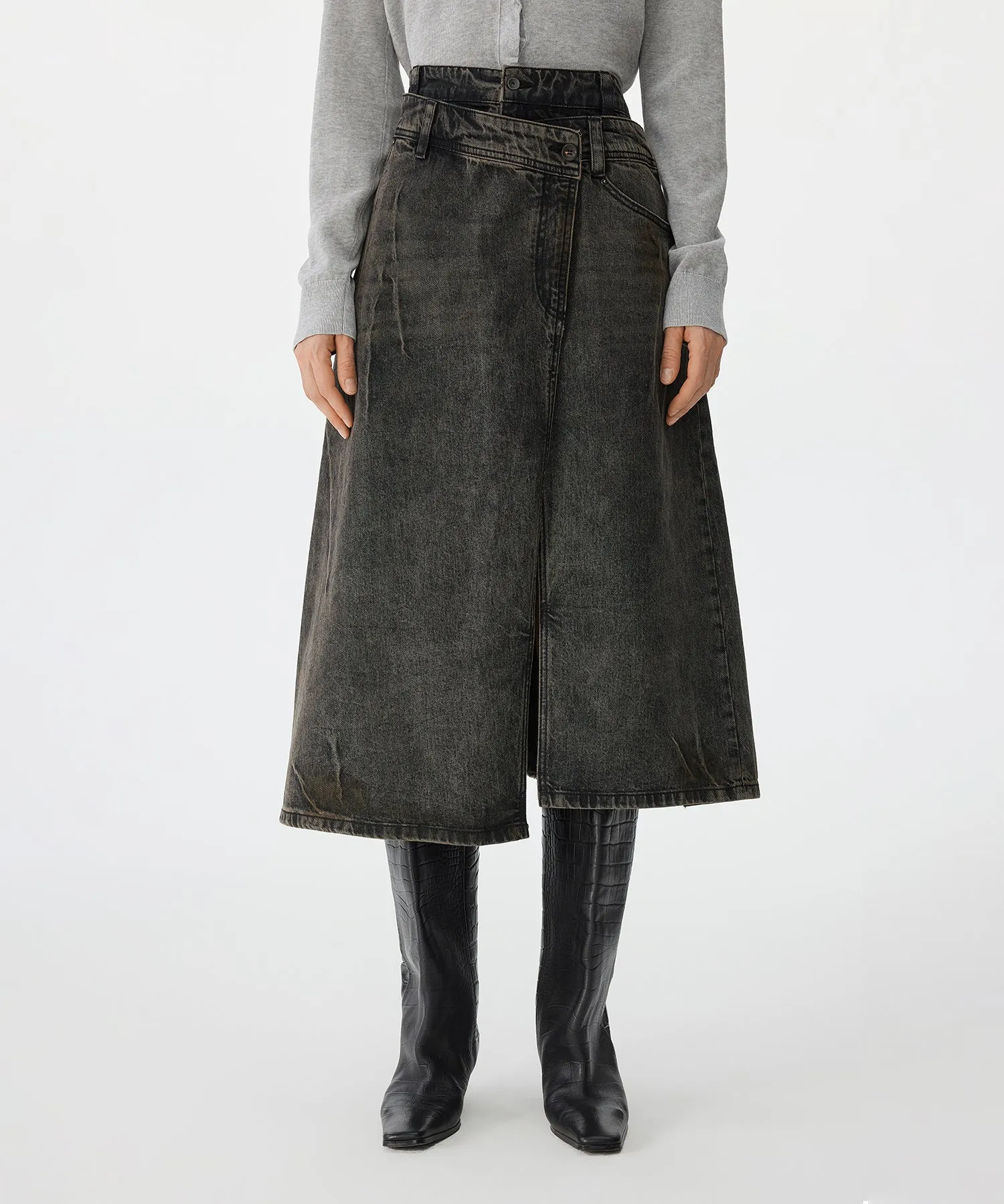 Layered Remake Denim Skirt