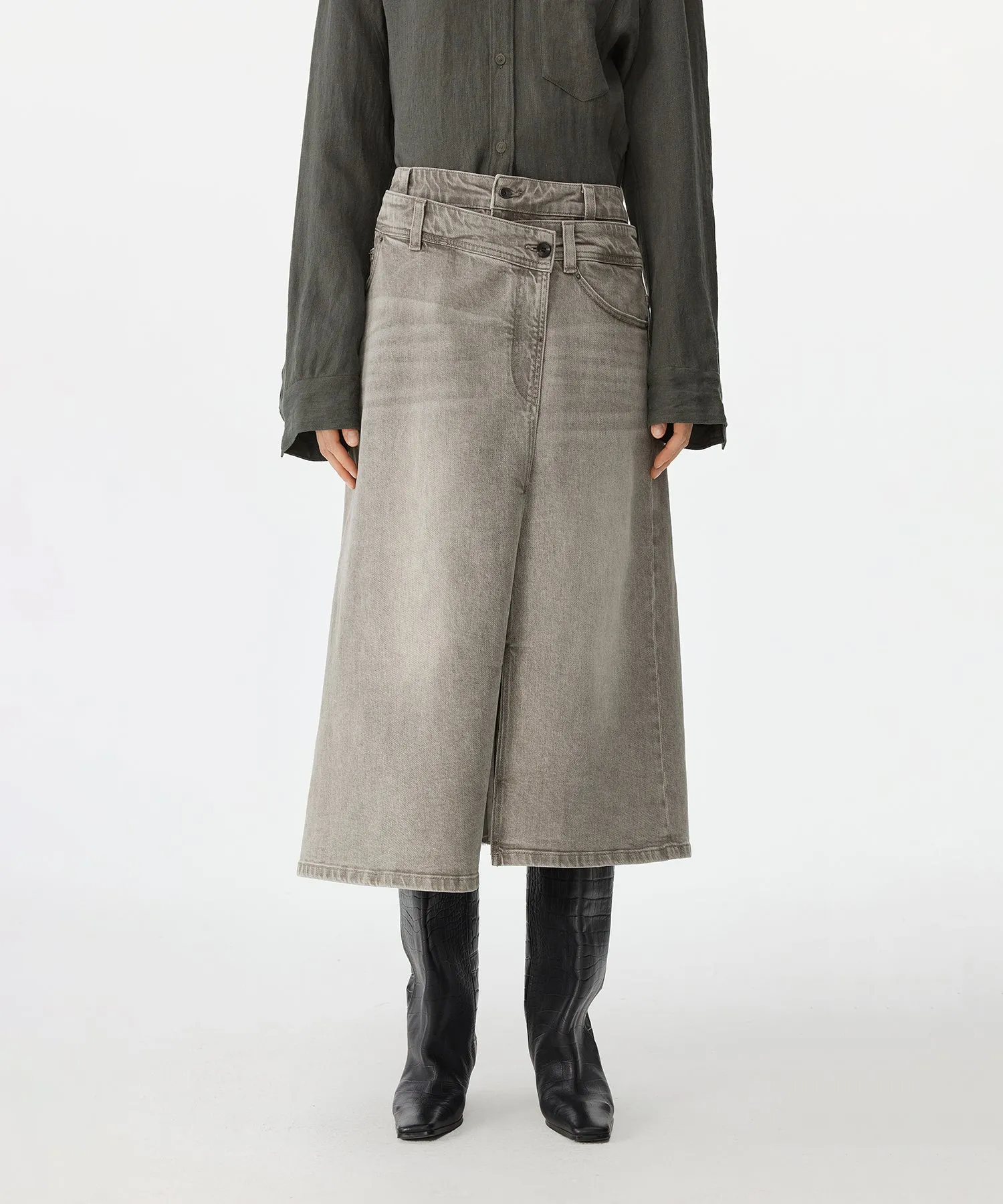 Layered Remake Denim Skirt