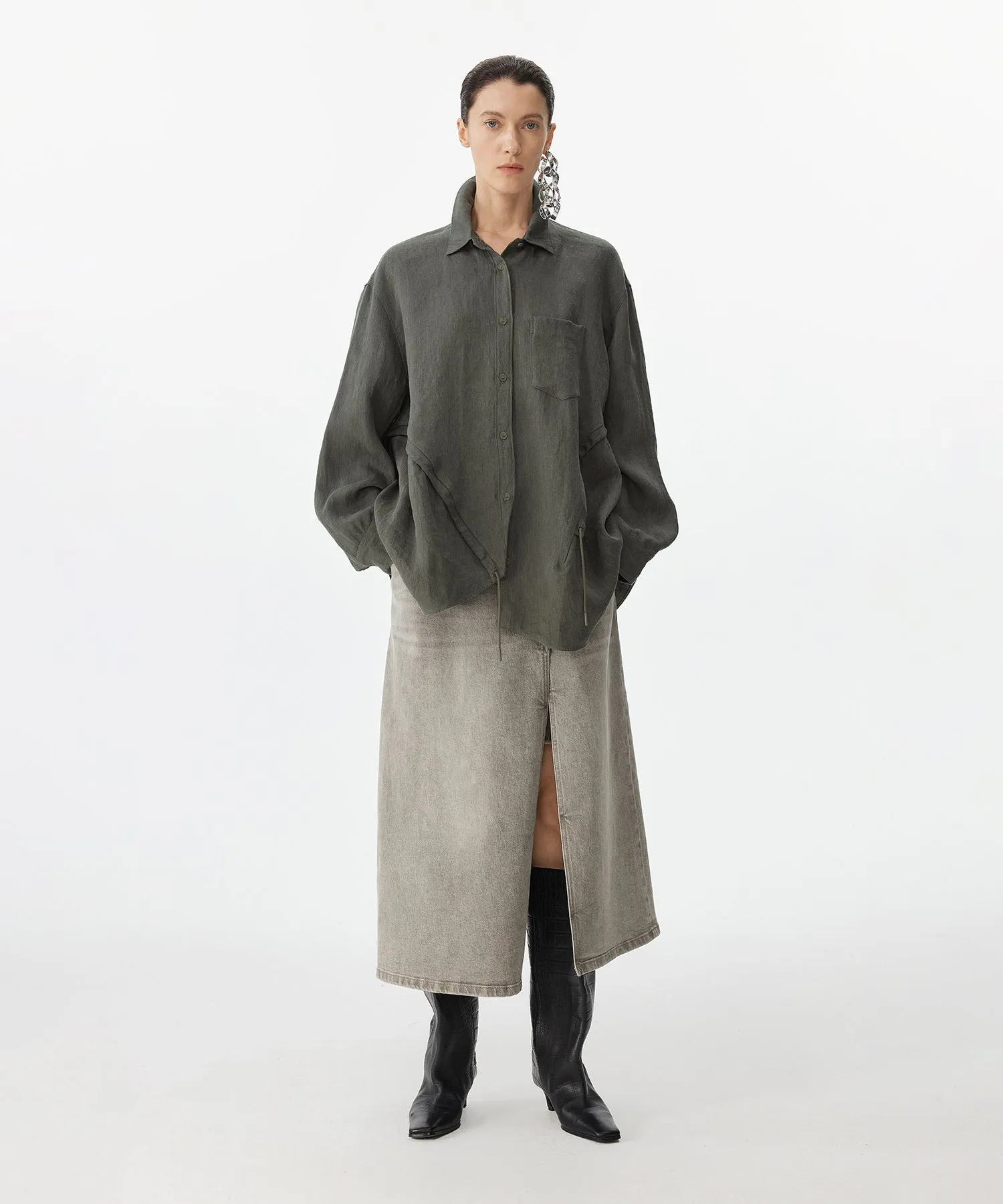 Layered Remake Denim Skirt