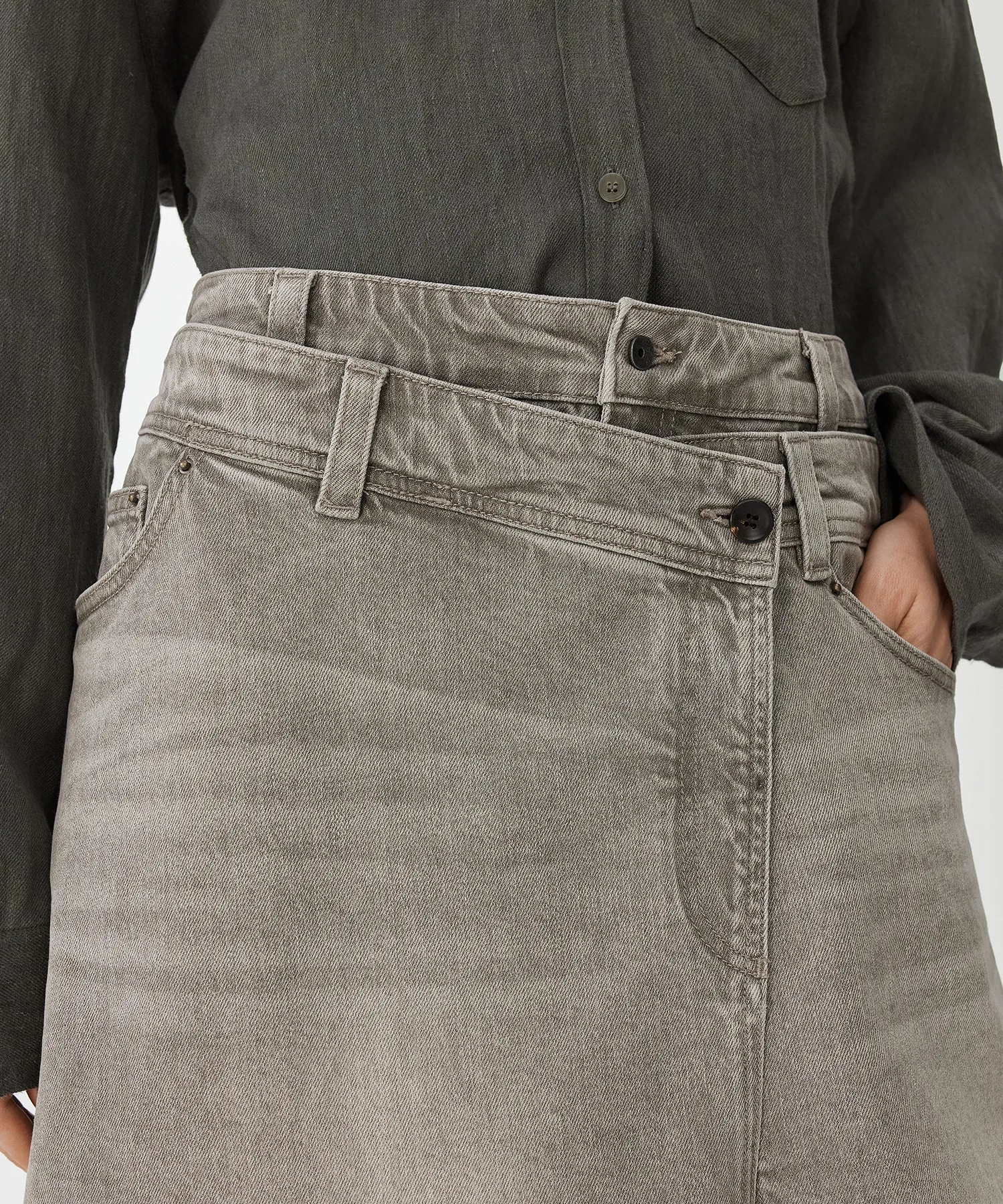 Layered Remake Denim Skirt