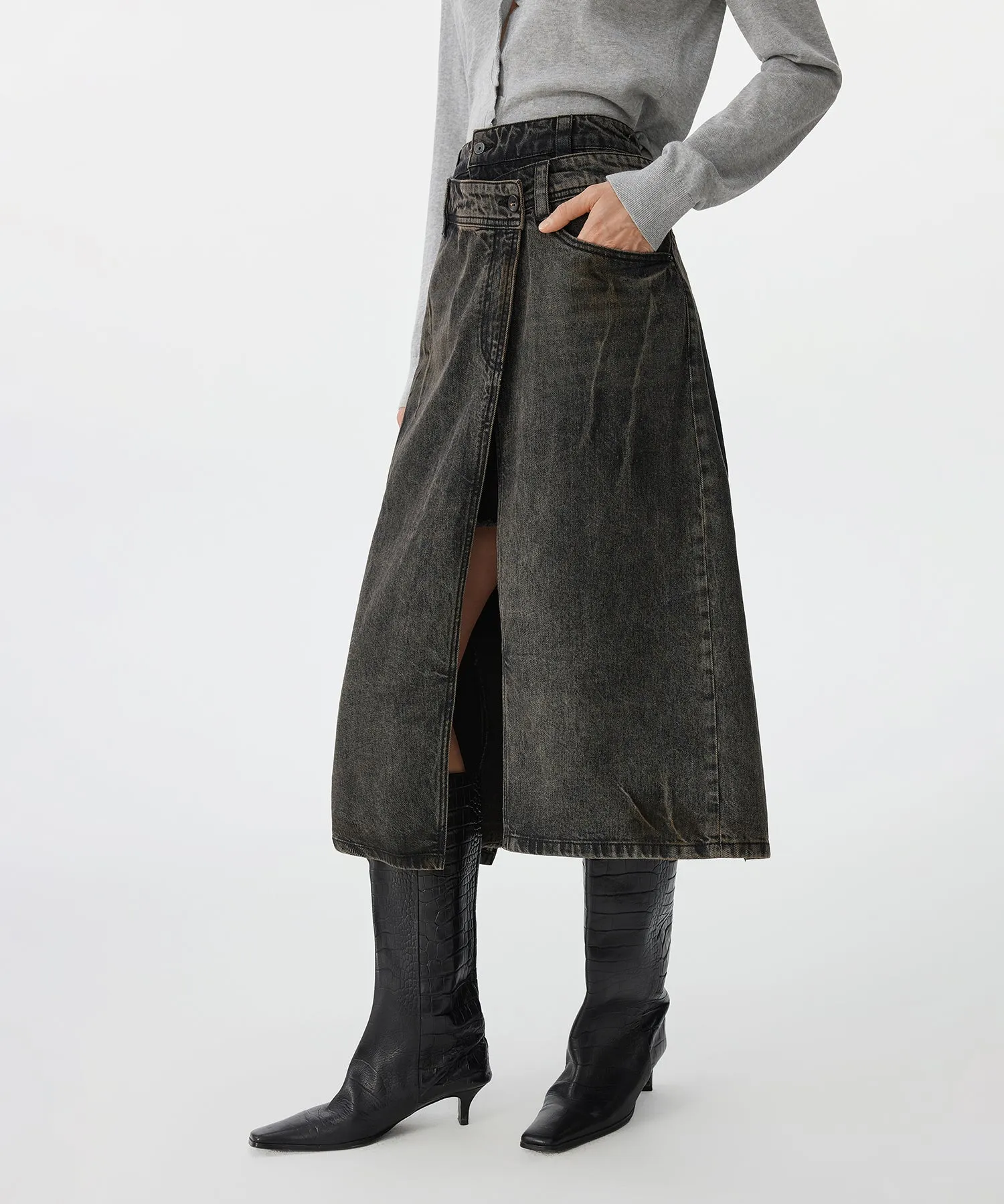 Layered Remake Denim Skirt