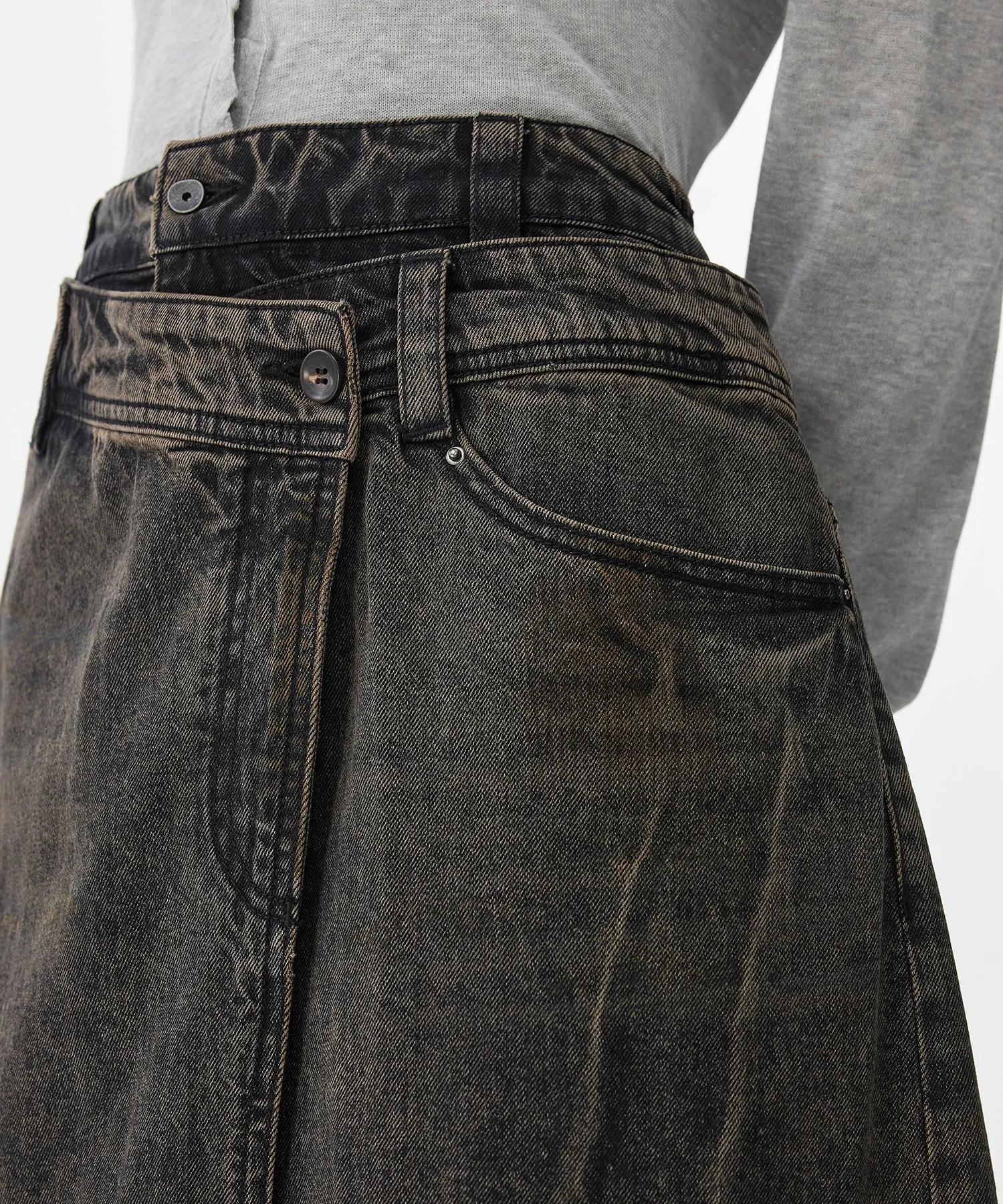 Layered Remake Denim Skirt