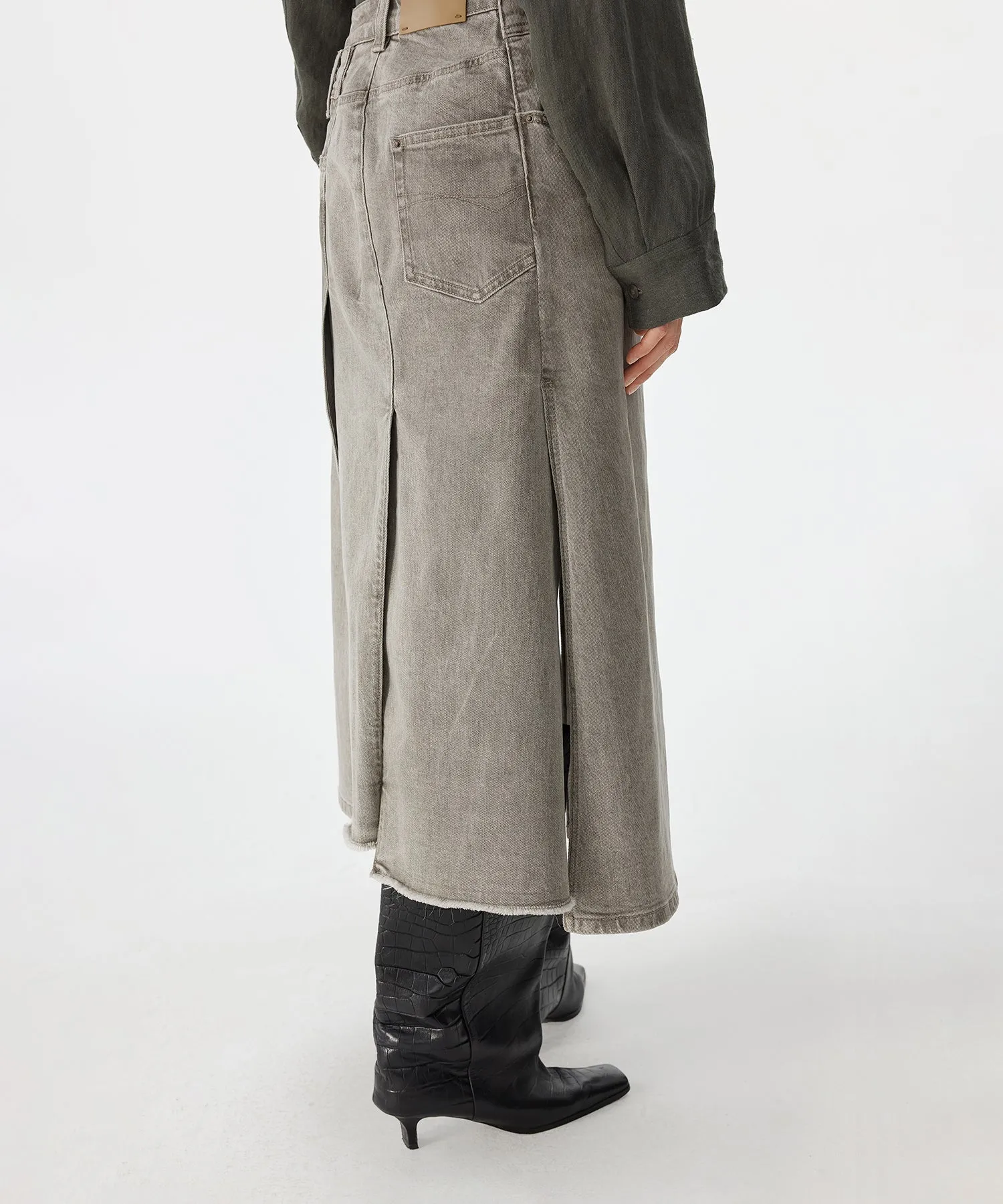 Layered Remake Denim Skirt