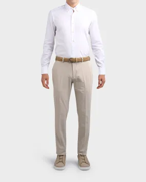 Light Beige Cotton Stretch Tailored Chinos