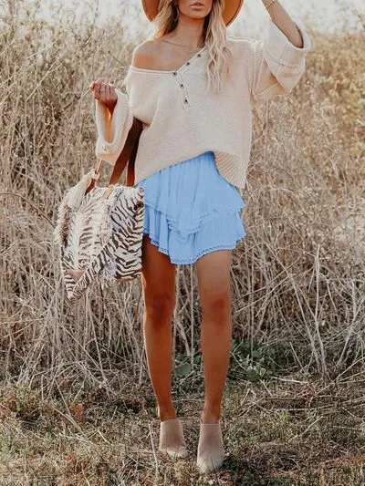 Lovelet Lace Detail Layered Skirt