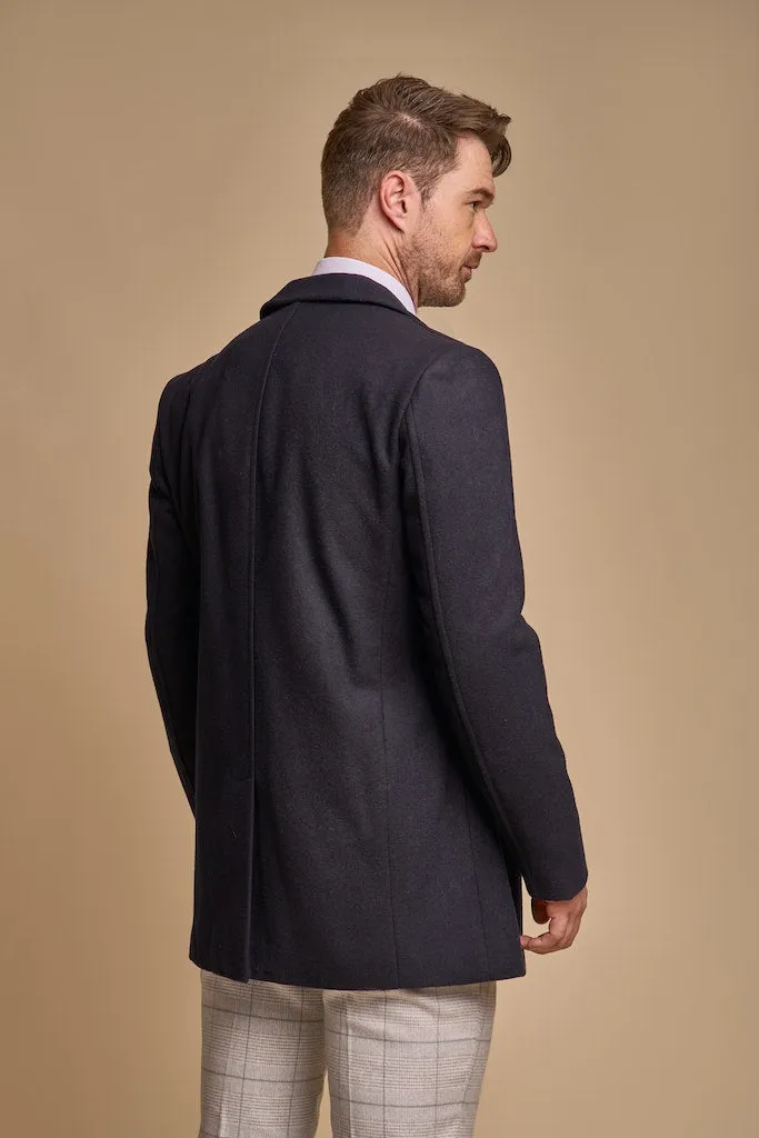 Marcus Navy Wool Coat