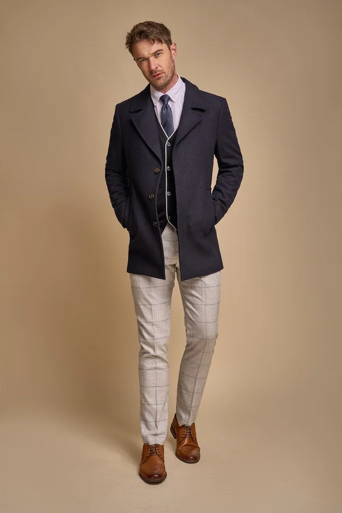 Marcus Navy Wool Coat