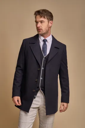 Marcus Navy Wool Coat