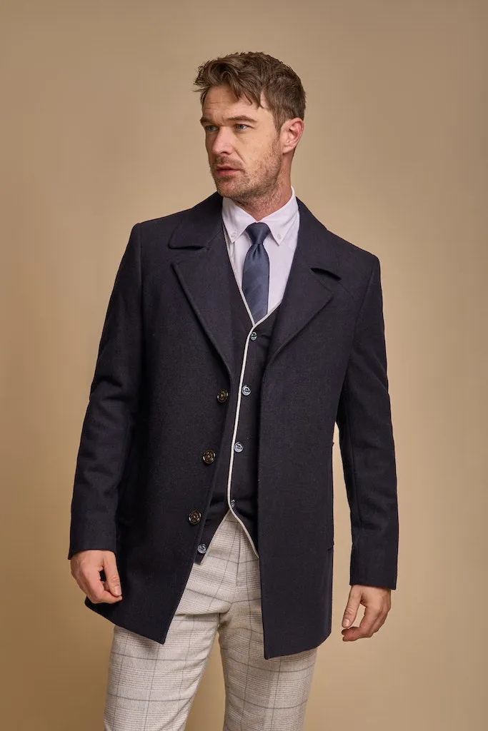Marcus Navy Wool Coat