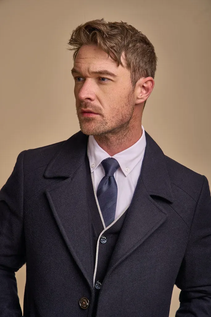 Marcus Navy Wool Coat