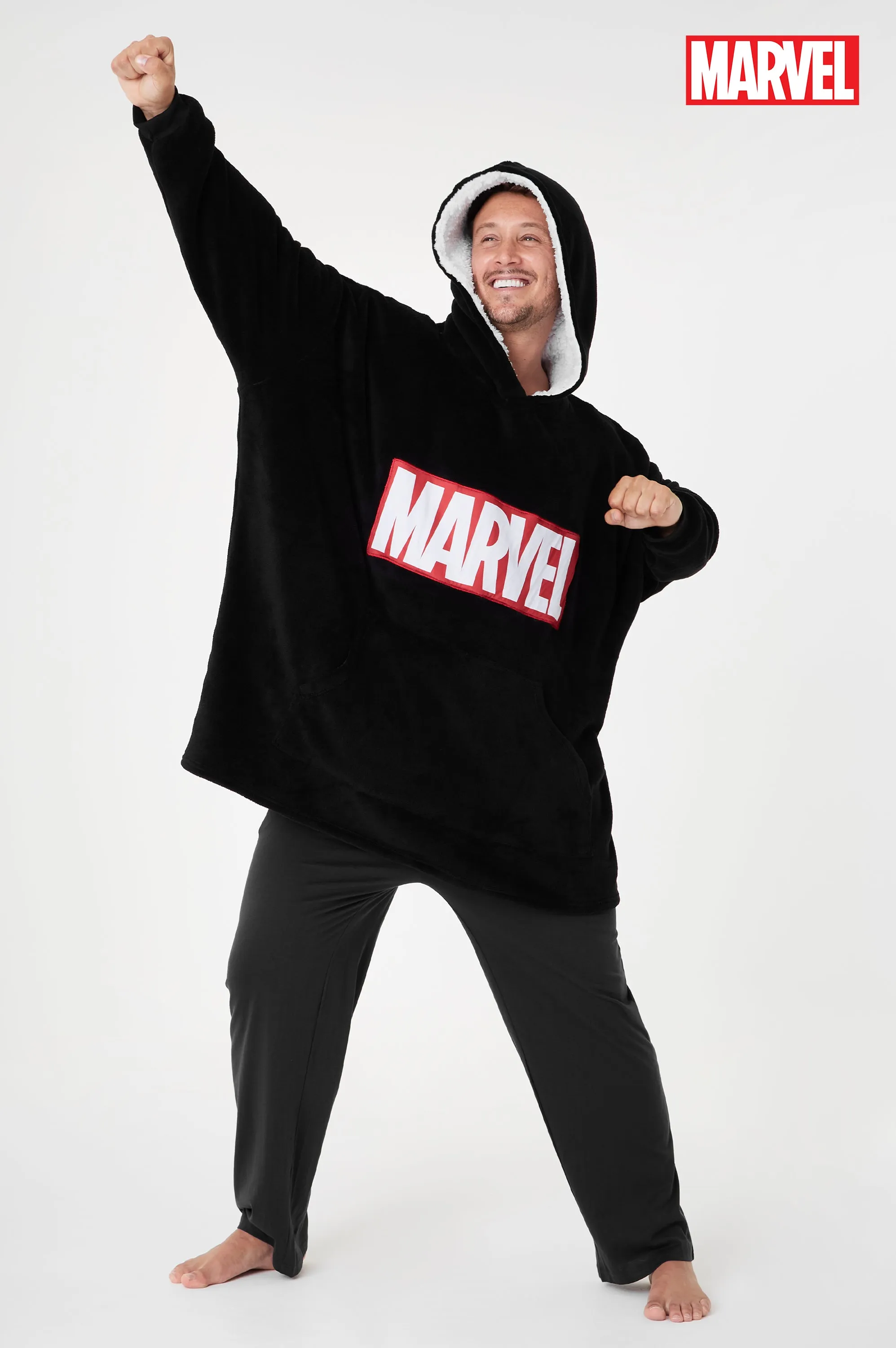 Marvel Hoodies For Men, BLACK Fleece Oversized Hoodie Blanket, Avengers Gifts for Men