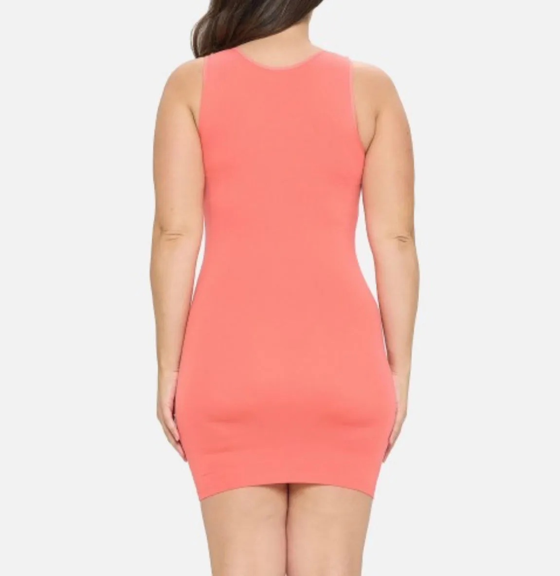 Melon coral long tank top Plus