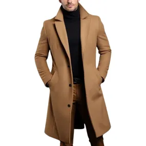 Men's Wool Overcoat with Notch Lapel