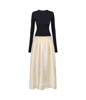Meringue Maxi Dress in Black and Ivory